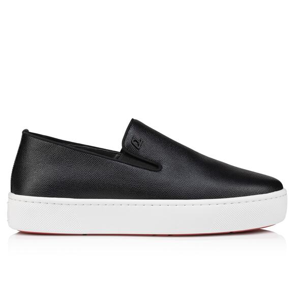 Christian Louboutin Men Boatissimo Flat Black Leather Slip On Sneakers 44.5 11.5 - Picture 3 of 16